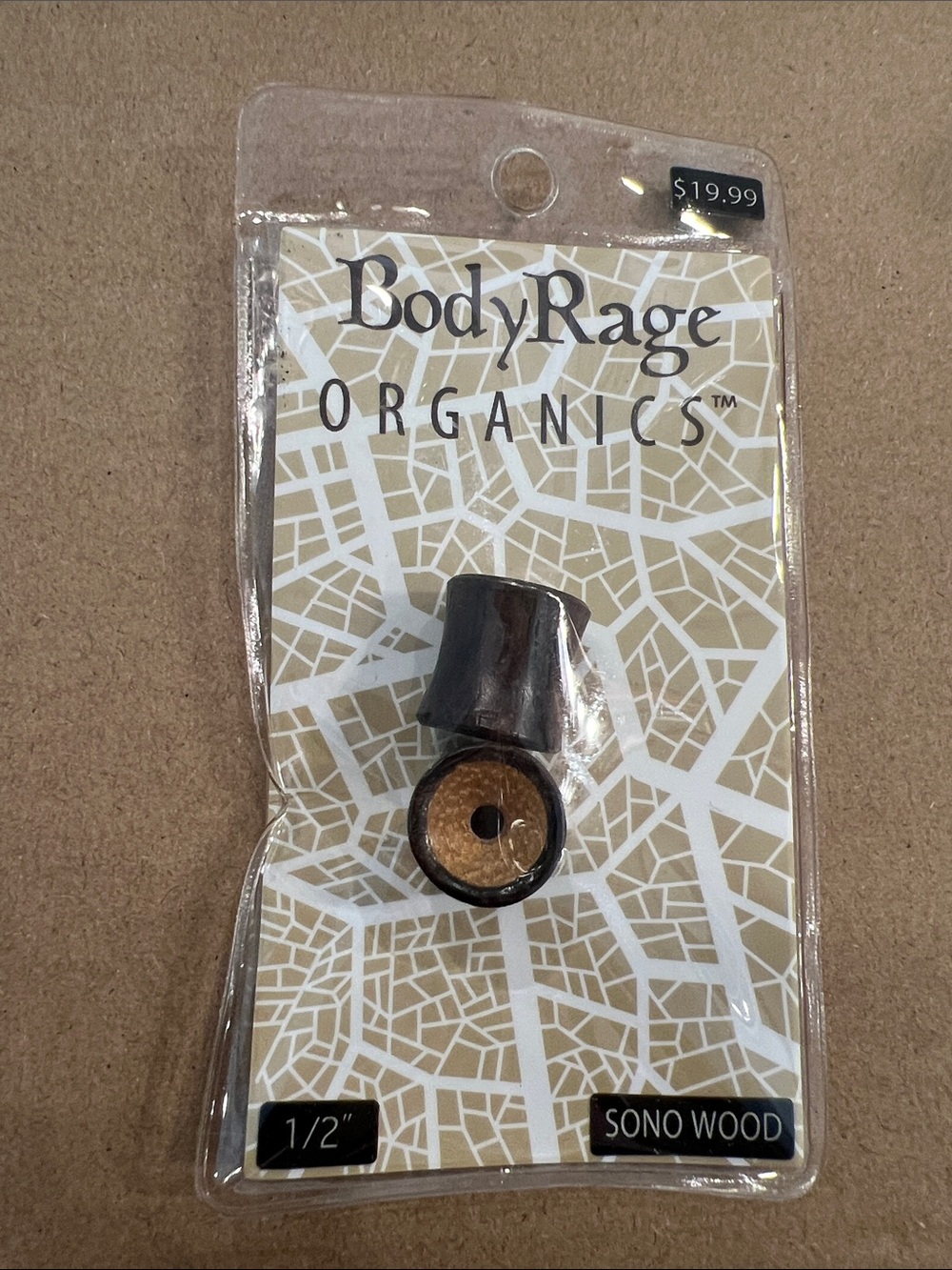 BodyRage Organics Brown and Black Wood Ear Tunnels - 5/8"